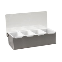 COCKTAIL BAR 4 COMPARTMENT CONDIMENT DISPENSER - STAINLESS STEEL AND PLASTIC
