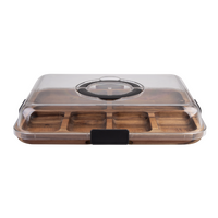 ALFRESCO LANE ACACIA WOOD 6 COMPARTMENT RECTANGULAR GRAZING PLATTER WITH LID