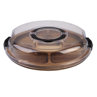 ALFRESCO LANE ACACIA WOOD 5 COMPARTMENT ROUND GRAZING PLATTER WITH LID