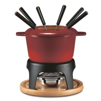 SWISSMAR SIERRA 11 PIECE CAST IRON FONDUE SET - RED
