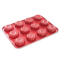 NORDIC WARE NON STICK ALUMINIUM RED 12 MINI BUNDT AND MUFFIN PAN