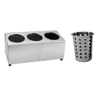 STAINLESS STEEL CUTLERY HOLDER WITH BASKETS - 3 HOLES