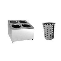 CATERCHEF STAINLESS STEEL CUTLERY HOLDER WITH BASKETS - 4 HOLES SQUARE