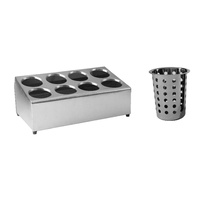 STAINLESS STEEL CUTLERY HOLDER WITH BASKETS - 8 HOLES