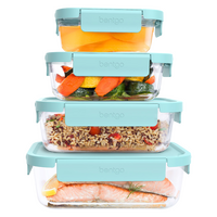 BENTGO 8 PIECE RECTANGLE GLASS FOOD STORAGE SET