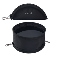 SACHI PUPBOWL PORTABLE FOLDING DOG BOWL - BLACK