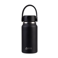 OASIS STAINLESS STEEL DOUBLE WALL INSULATED MINI BOTTLE 200ml - BLACK