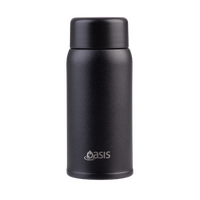 OASIS STAINLESS STEEL DOUBLE WALL INSULATED MINI MINI DRINK BOTTLE 150ml - BLACK
