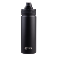 OASIS CHALLENGER STAINLESS STEEL DOUBLE WALL INSULATED QUICK RELEASE BOTTLE 1.1L - BLACK