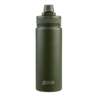 OASIS CHALLENGER STAINLESS STEEL DOUBLE WALL INSULATED QUICK RELEASE BOTTLE 1.1L - FOREST GREEN