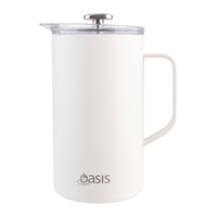 OASIS STAINLESS STEEL DOUBLE WALL INSULATED COFFEE PRESS - 4 CUP - 600ml - ALABASTER