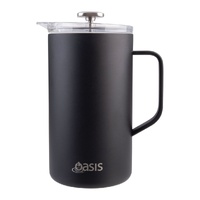 OASIS STAINLESS STEEL DOUBLE WALL INSULATED COFFEE PRESS - 4 CUP - 600ml - BLACK