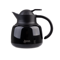 OASIS STAINLESS STEEL DOUBLE WALL INSULATED TEAPOT + STRAINER 750ml - BLACK