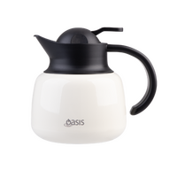OASIS STAINLESS STEEL DOUBLE WALL INSULATED TEAPOT + STRAINER 750ml - IVORY
