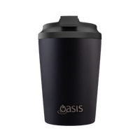 OASIS CERAMIC LINED STAINLESS STEEL DOUBLE WALL COFFEE CUP 360ml - BLACK