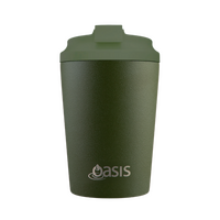 OASIS CERAMIC LINED STAINLESS STEEL DOUBLE WALL COFFEE CUP 360ml - FOREST GREEN