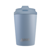 OASIS CERAMIC LINED STAINLESS STEEL DOUBLE WALL COFFEE CUP 360ml - HAZY BLUE
