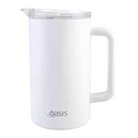 OASIS CERAMIC LINED STAINLESS STEEL TRIPLE WALL INSULATED WATER PITCHER 1.5L - WHITE