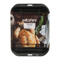 WILTSHIRE NON STICK DEEP ROAST PAN WITH RACK 32 x 25cm