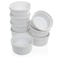TRENTON WHITE PORCELAIN RAMEKIN DISHES 9cm - PACK OF 8