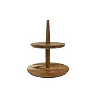 NEW GABEL & TELLER ACACIA 2 TIER ROUND SERVING BOARD 
