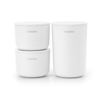 BRABANTIA SET 3 BATHROOM STORAGE POTS - WHITE