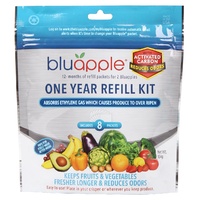 BLUAPPLE CLASSIC+ ACTIVATED CARBON FRUIT LIFE EXTENDER 1 YR REFILL KIT 8 PACKETS