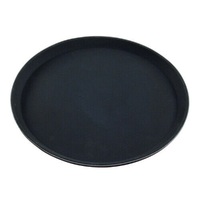 CHEF INOX PLASTIC ROUND BLACK NON SLIP SERVING TRAY