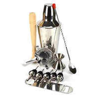 PURPLESPOILZ COCKTAIL SHAKER SET SS WITH DAVIS & WADDELL BAR BOARD
