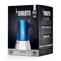 BIALETTI VENUS 4 CUP STAINLESS STEEL ESPRESSO MAKER - BLUE