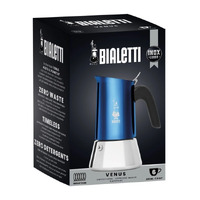 BIALETTI VENUS 6 CUP STAINLESS STEEL ESPRESSO MAKER - BLUE