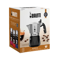 BIALETTI BRIKKA 2 CUP ESPRESSO MAKER - SILVER & BLACK