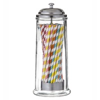 LARGE GLASS STRAW DISPENSER - FREE STRAWS INCLUDED