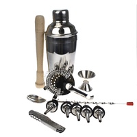 DELUXE 10 PIECE COCKTAIL SHAKER SET - WITH FREE WAITERS FRIEND