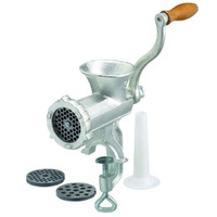 DAVIS & WADDELL CAST IRON MEAT MINCER NO.8 + 3 BLADES