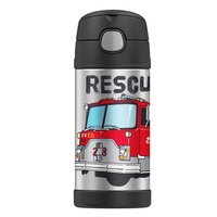THERMOS FUNTAINER STAINLESS STEEL 355ml DRINK BOTTLE - FIRETRUCK