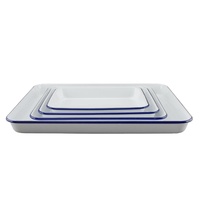FALCON 4 PIECE BAKING TRAY SET - WHITE WITH BLUE RIM