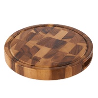 DAVIS & WADDELL ROUND ACACIA WOOD END GRAIN CUT BOARD 30cm