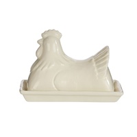 DAVIS & WADDELL HOMESTEAD HEN BUTTER DISH WHITE