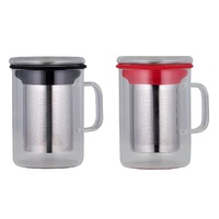 AVANTI BOROSILICATE GLASS TEA MUG WITH LID + INFUSER 420ml