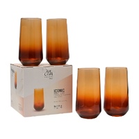 CLASSICA ART CRAFT ICONIC AMBER HIGHBALL TUMBLER  470ml SET 4