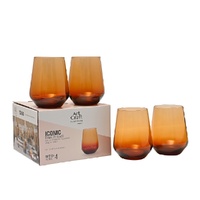 CLASSICA ART CRAFT ICONIC AMBER TUMBLER  425ml SET 4
