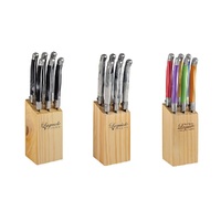 LAGUIOLE ETIQUETTE 6 PIECE STAINLESS STEEL STEAK KNIFE SET IN BLOCK