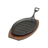 CHEF INOX BLACK HAMMER-STONE CAST IRON STEAK SIZZLE PLATE WITH HANDLE 