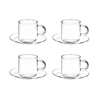 COFFEE CULTURE ODIN 90ml BOROSILICATE GLASS CUPS AND SAUCERS - SET 4