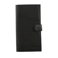 PIERRE CARDIN ZIP RFID PROTECTED PASSPORT TRAVEL WALLET - BLACK ITALIAN LEATHER