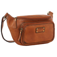 PIERRE CARDIN LEATHER SLING BAG - BROWN