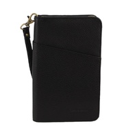 PIERRE CARDIN ITALIAN LEATHER PASSPORT WALLET - BLACK