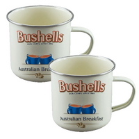 ROJO BUSHELLS ENAMEL MUG 450ml SET OF 2 - WHITE