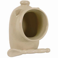 RSVP STONEWARE SALT PIG WITH SPOON 12.5cm - OAT